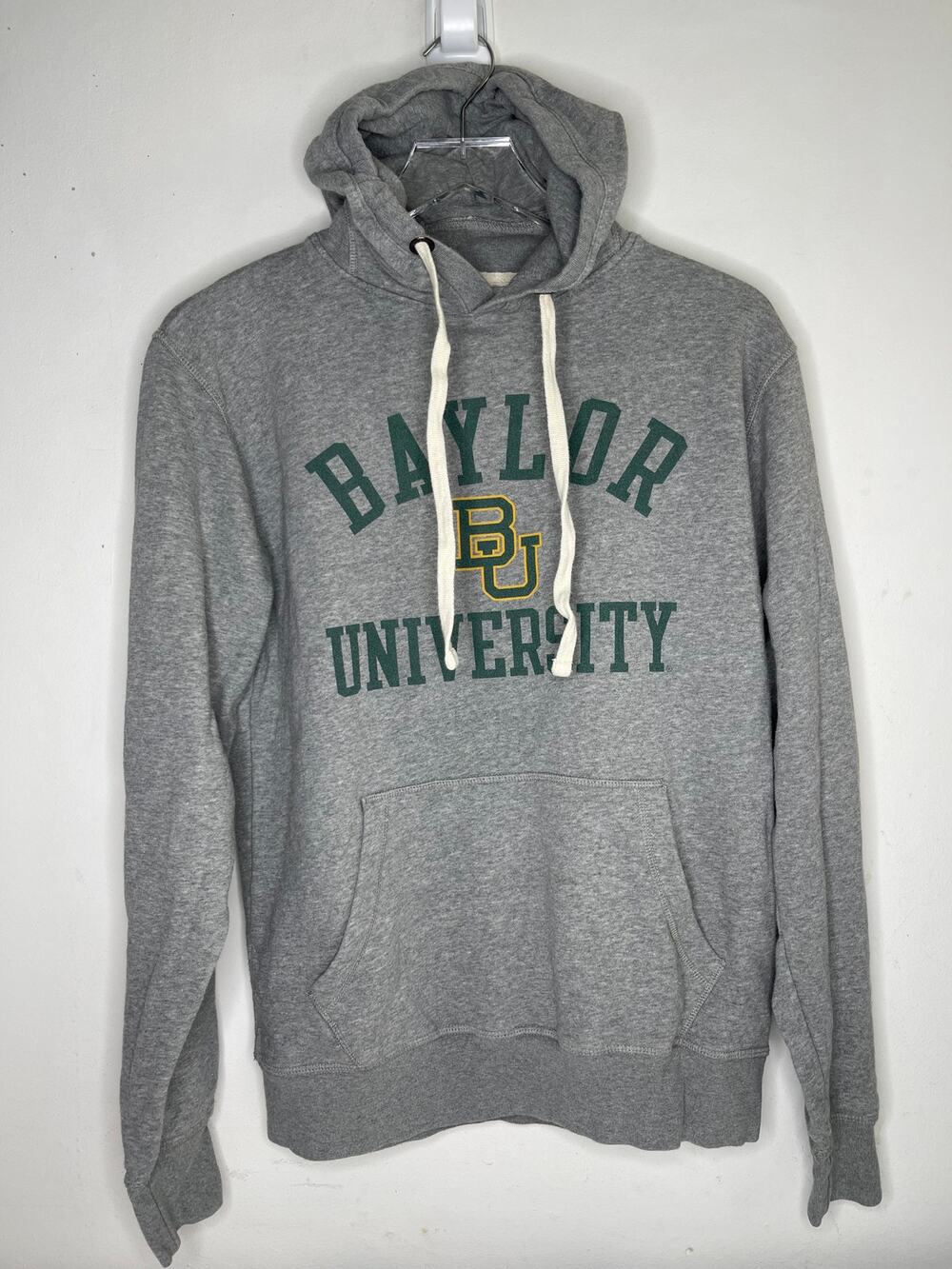 Baylor University BUTexas Gray Cotton Blend Sweatshirt Hoodie, Adult Size Medium